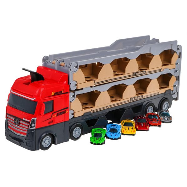 ماشین بازی مدل تریلی حمل خودرو مجموعه 6 عددی کد D663-T202