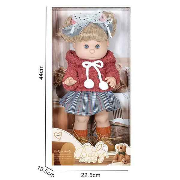 عروسک دخترانه 40 سانتیمتری هودی زرشکی کدBABY SO LOVELY QS83161 - Image 6