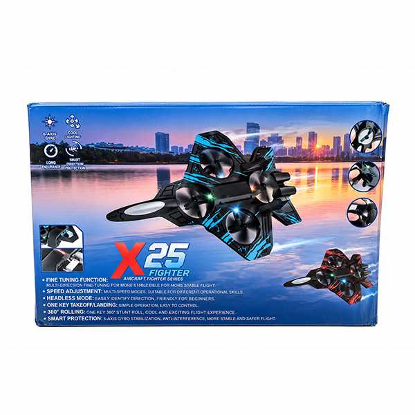 جعبه هواپیمای کنترلی شارژی X25 Fighter نمای پشت